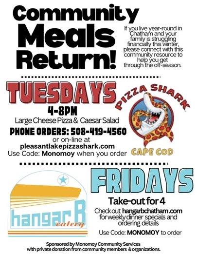 Community meals are available from Pizza Shark and Hangar B to anyone struggling