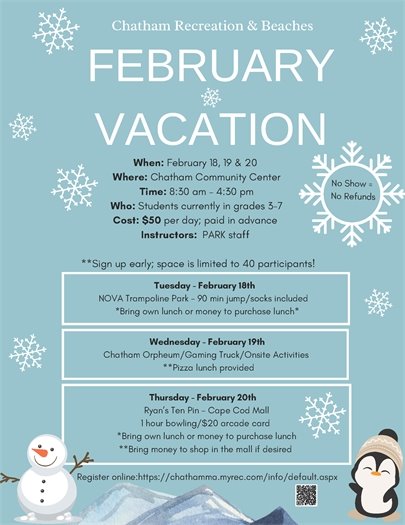 February Vacation programs offered at the Community Center