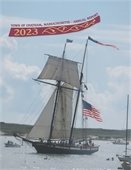 Cover of the 2023 Annual Town Report featuring the Tall Ship Lynx