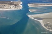 Aerial view of Stage Harbor entrance channel