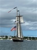 Tall Ship Lynx under sail in Stage Harbor.