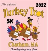 Three cartoon turkeys dressed as pilgrims on a pink background