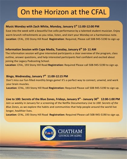 Listing of upcoming CFAL programs